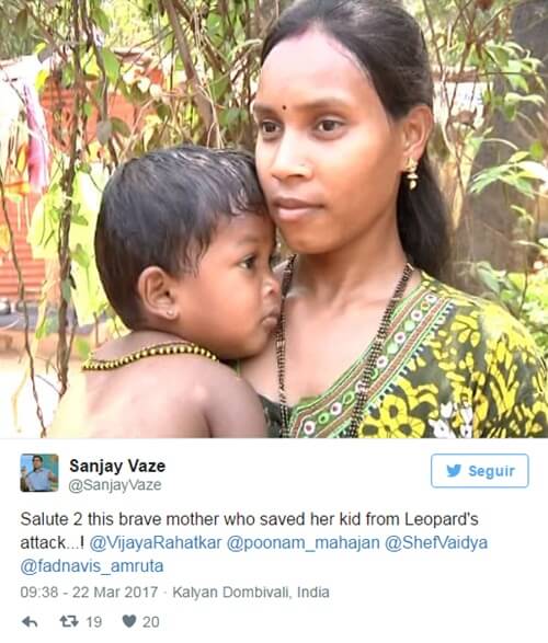 Se lanza contra leopardo para salvar a su hijo